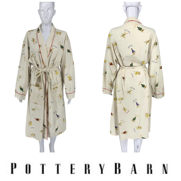 Pottery Barn Other - Pottery Barn Santas Reindeer Flannel Robe Sz XL 100% Cotton Portugal Storage Bag